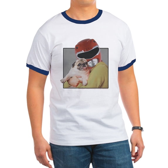 CafePress - Power Rangers Red Ranger Cudd Men's Ringer T Shirt - 100% Cotton Ringed T-Shirt