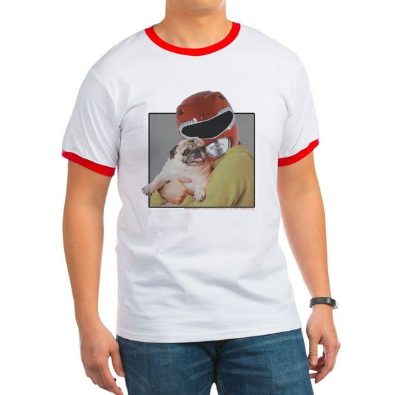 CafePress - Power Rangers Red Ranger Cudd Men's Ringer T Shirt - 100% Cotton Ringed T-Shirt