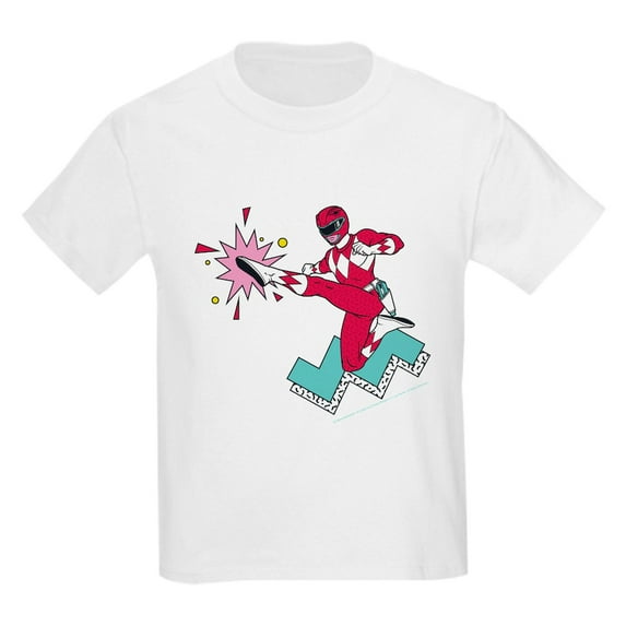 CafePress - Power Rangers Red Ranger Kicking Kids T Shirt - Light T-Shirt Kids XS-XL