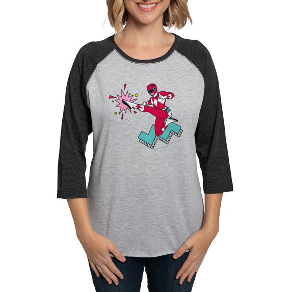 CafePress - Power Rangers Red Ranger Women's Baseball T Shirt - Womens Baseball Tee