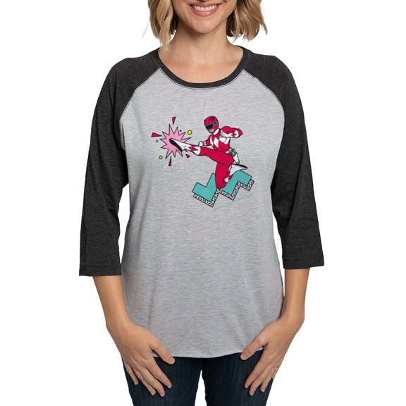CafePress - Power Rangers Red Ranger Women's Baseball T Shirt - Womens Baseball Tee
