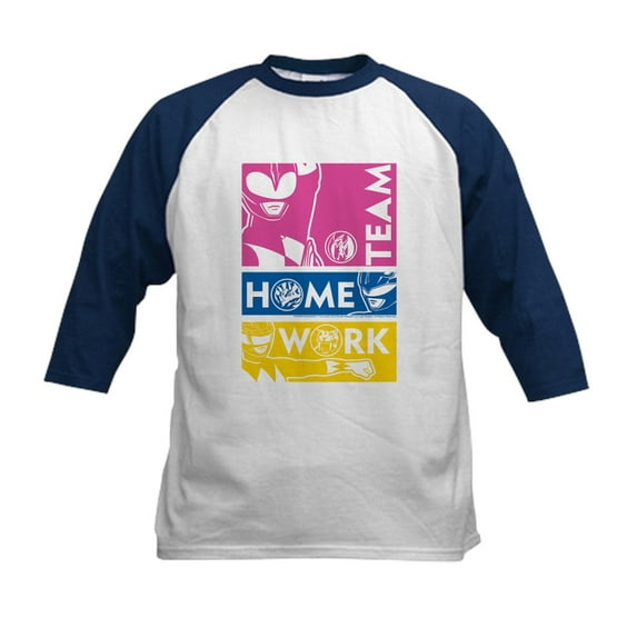CafePress - Power Rangers Team Home Work Kids Baseball T Shirt - Kids Cotton Baseball Jersey, 3/4 Sleeve Shirt
