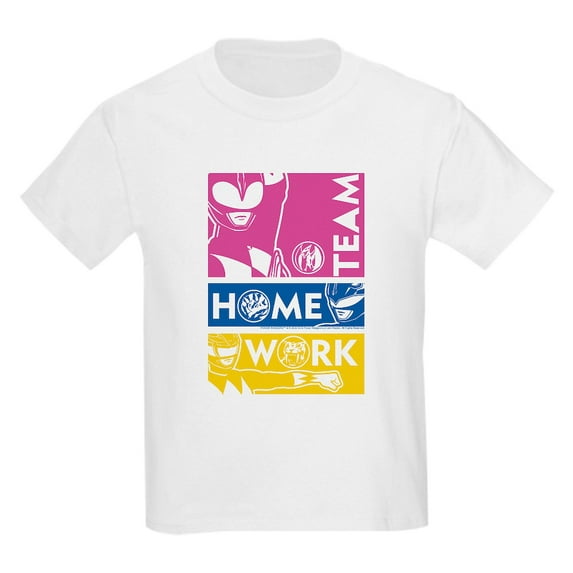 CafePress - Power Rangers Team Home Work Kids T Shirt - Light T-Shirt Kids XS-XL