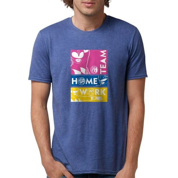 CafePress - Power Rangers Team Home Work Men's Deluxe T Shirt - Mens Tri-blend T-Shirt