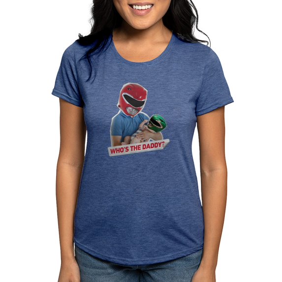 CafePress - Power Rangers Who's The Dad Women's Deluxe T Shirt - Womens Tri-blend T-Shirt