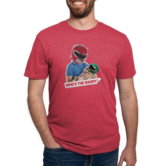 CafePress - Power Rangers Who's The Daddy Men's Deluxe T Shirt - Mens Tri-blend T-Shirt