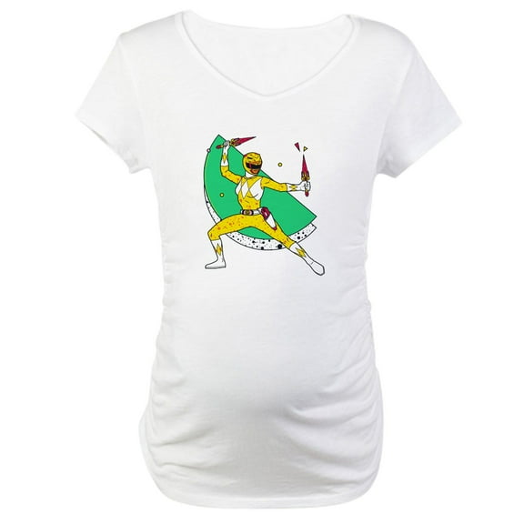CafePress - Power Rangers Yellow Ran Women's Maternity T Shirt - Cotton Maternity T-shirt, Cute & Funny Pregnancy Tee