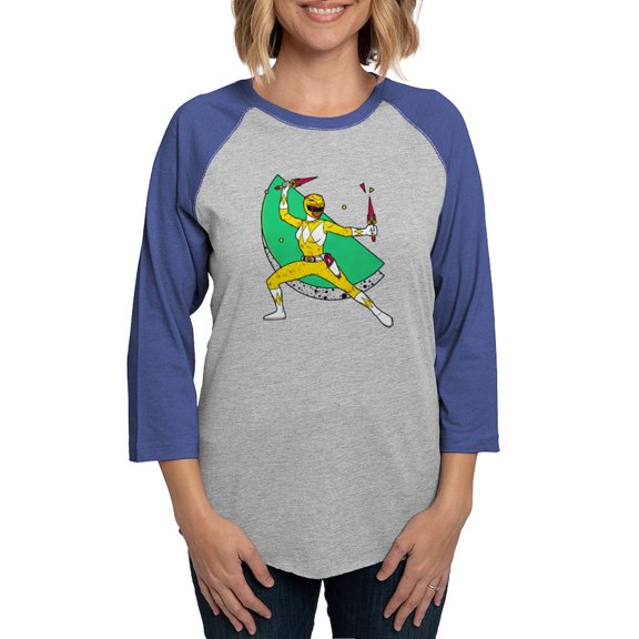 CafePress - Power Rangers Yellow Rang Women's Baseball T Shirt - Womens Baseball Tee