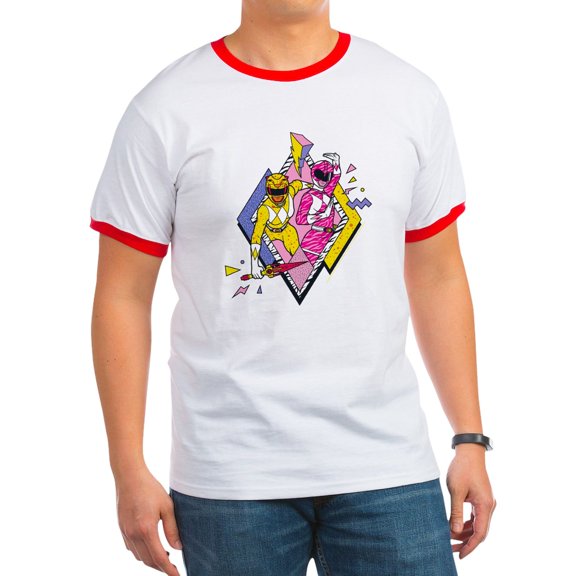 CafePress - Power Rangers Yellow Ranger A Men's Ringer T Shirt - 100% Cotton Ringed T-Shirt