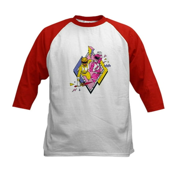 CafePress - Power Rangers Yellow Ranger Kids Baseball T Shirt - Kids Cotton Baseball Jersey, 3/4 Sleeve Shirt