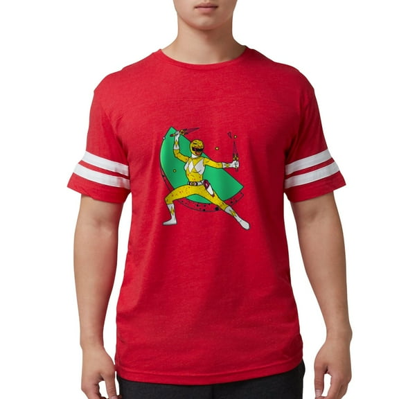 CafePress - Power Rangers Yellow Ranger Men's Football T Shirt - Mens Football Shirt