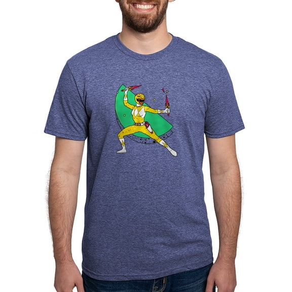 CafePress - Power Rangers Yellow Ranger W Men's Deluxe T Shirt - Mens Tri-blend T-Shirt