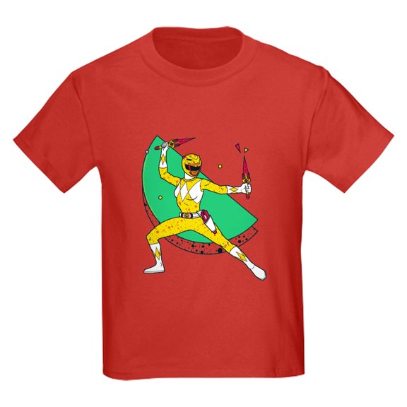 CafePress - Power Rangers Yellow Ranger With Dagg Kids T Shirt - Dark T-Shirt Kids XS-XL