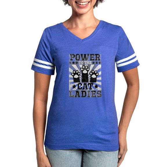 CafePress - Power To The Cat Ladies Women's Football T Shirt - Womens Football Shirt