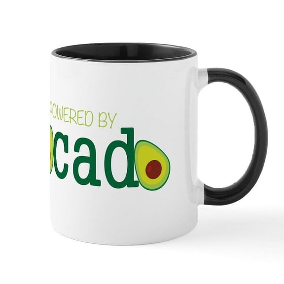 CafePress - Powered By Avocado Mugs - 11 oz Ceramic Mug - Novelty Coffee Tea Cup