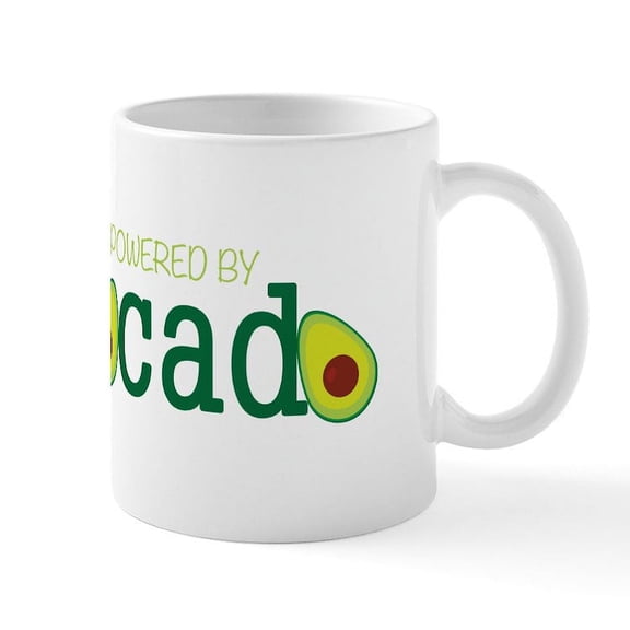 CafePress - Powered By Avocado Mugs - 11 oz Ceramic Mug - Novelty Coffee Tea Cup