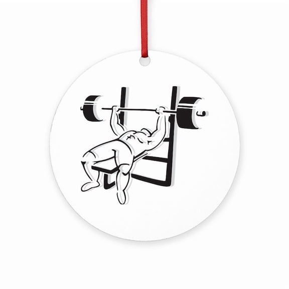 CafePress - Powerlifting Bench Press -  Round Wood Ornament 4"