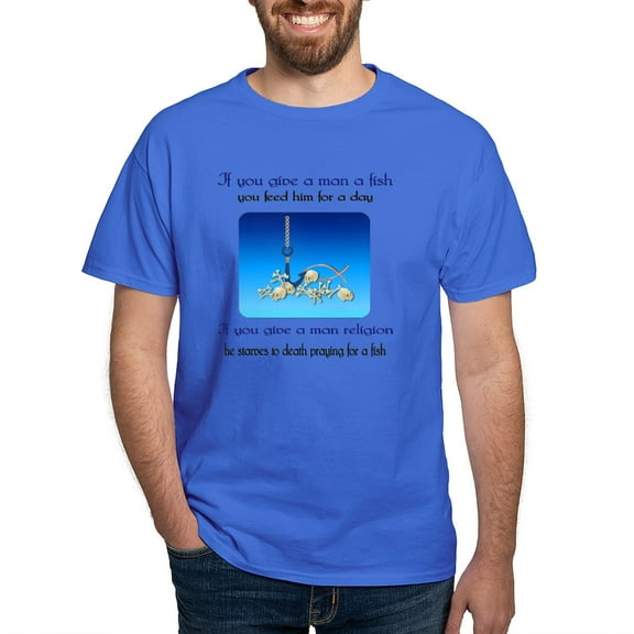 CafePress - Pray For Fish Dark T Shirt - Men's Classic Graphic Cotton T-Shirt