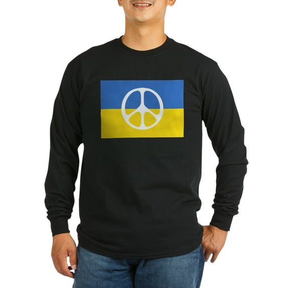 CafePress - Pray For Peace In Ukraine Long Sleeve T Shirt - Long Sleeve Dark T-Shirt
