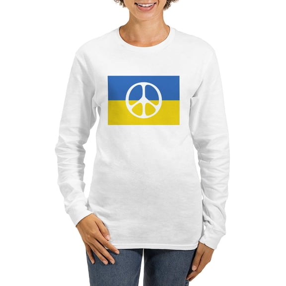 CafePress - Pray For Peace In Ukraine Long Sleeve T Shirt - Women's Long Sleeve Graphic Casual T-Shirt