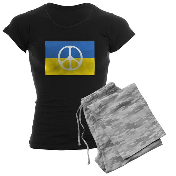 CafePress - Pray For Peace In Ukraine Pajamas - Women's Short Sleeve Print T-Shirt and Pants Dark Cotton Pajama Set