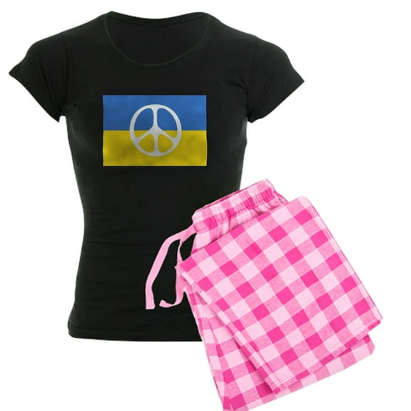 CafePress - Pray For Peace In Ukraine Pajamas - Women's Short Sleeve Print T-Shirt and Pants Dark Cotton Pajama Set