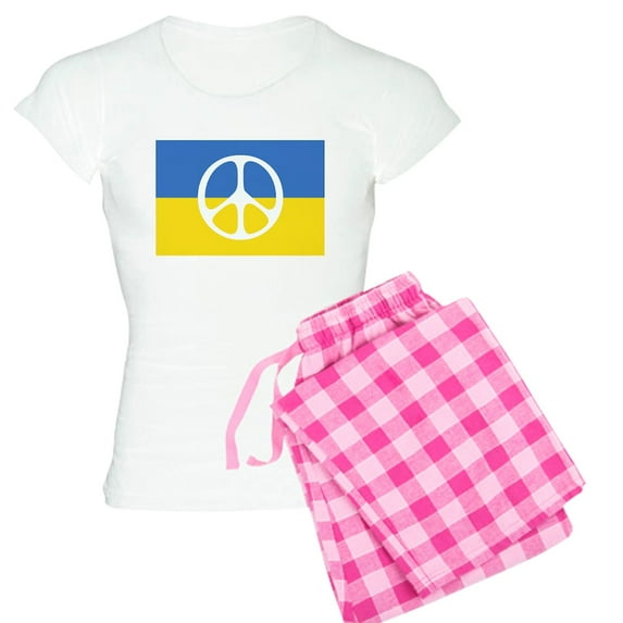 CafePress - Pray For Peace In Ukraine Pajamas - Women's Short Sleeve Print T-Shirt and Pants Light Cotton Pajama Set