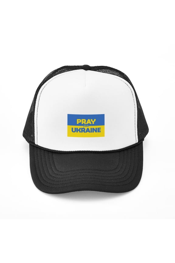 - Pray For Ukraine - Adjustable Unisex Printed Trucker Hat with Mesh Back