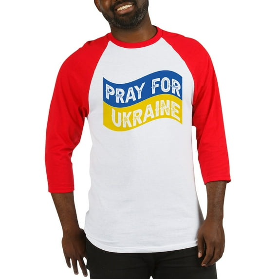 CafePress - Pray For Ukraine Baseball Jersey - Cotton Baseball Jersey, 3/4 Raglan Sleeve Shirt