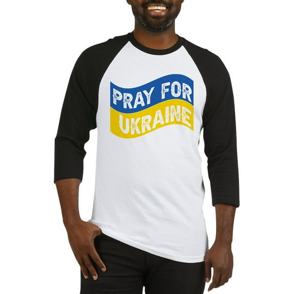 CafePress - Pray For Ukraine Baseball Jersey - Cotton Baseball Jersey, 3/4 Raglan Sleeve Shirt