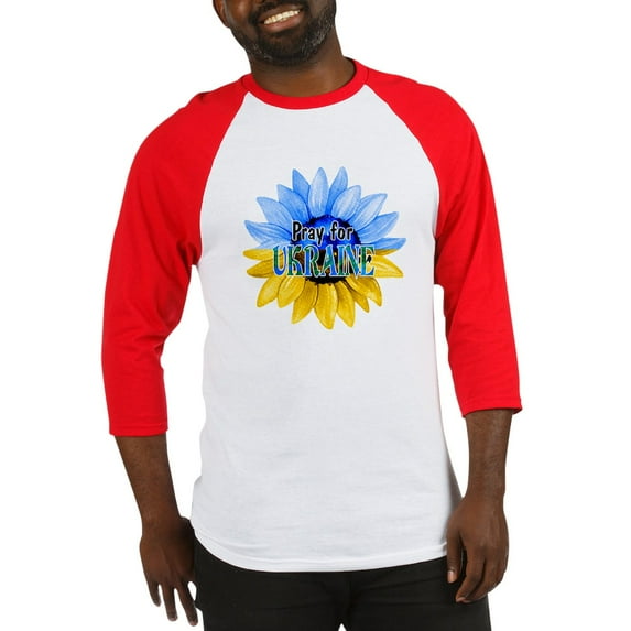 CafePress - Pray For Ukraine Blue And Yellow Sunflower Basebal - Cotton Baseball Jersey, 3/4 Raglan Sleeve Shirt