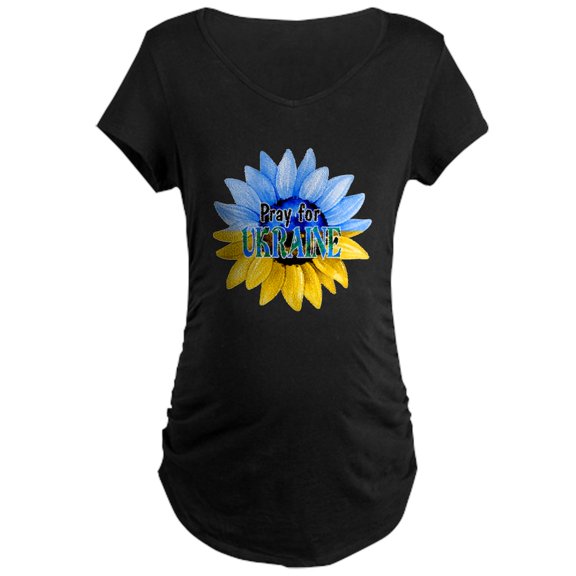 CafePress - Pray For Ukraine Blue And Yellow Sunflower Materni - Maternity Dark T-Shirt