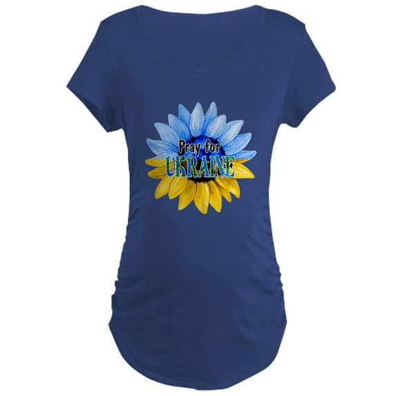 CafePress - Pray For Ukraine Blue And Yellow Sunflower Materni - Maternity Dark T-Shirt