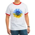 thumbnail image 1 of CafePress - Pray For Ukraine Blue And Yellow Sunflower T Shirt - 100% Cotton Ringed T-Shirt, 1 of 4
