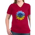 thumbnail image 1 of CafePress - Pray For Ukraine Blue And Yellow Sunflower T Shirt - Women's V-Neck Dark T-Shirt, 1 of 1