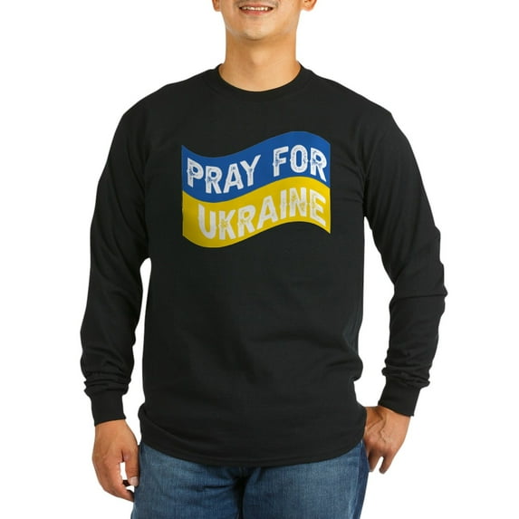 CafePress - Pray For Ukraine Long Sleeve T Shirt - Long Sleeve Dark T-Shirt