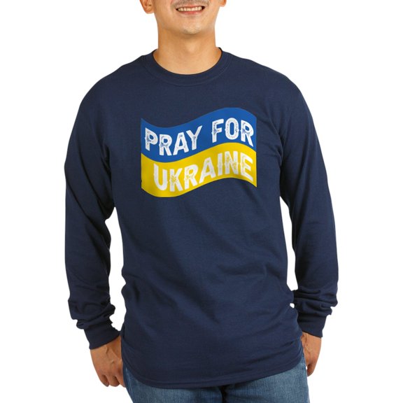 CafePress - Pray For Ukraine Long Sleeve T Shirt - Long Sleeve Dark T-Shirt