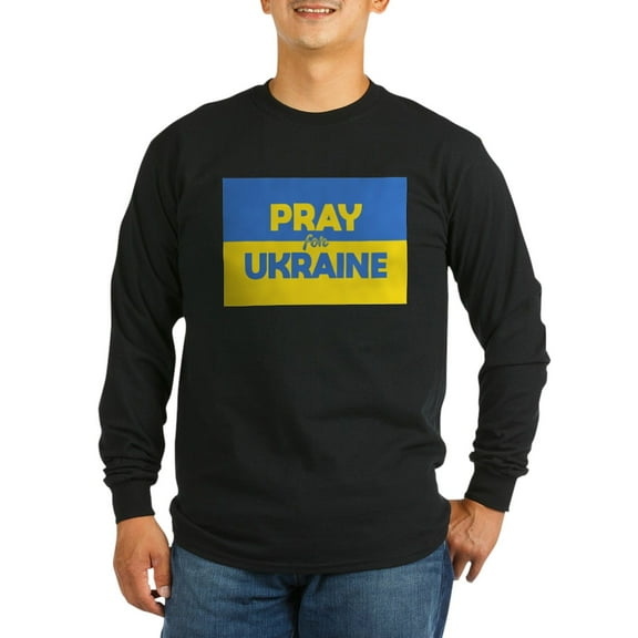 CafePress - Pray For Ukraine Long Sleeve T Shirt - Long Sleeve Dark T-Shirt