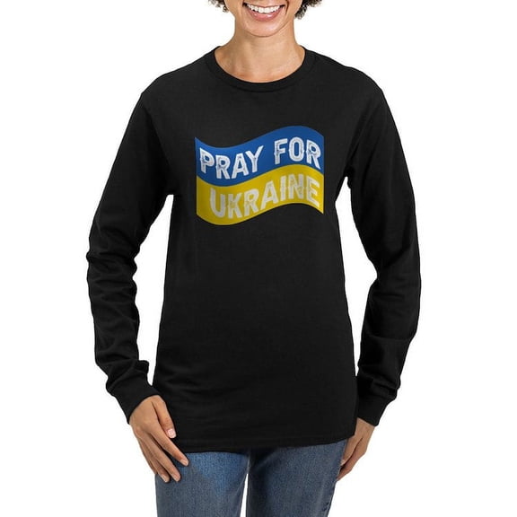 CafePress - Pray For Ukraine Long Sleeve T Shirt - Women's Long Sleeve Graphic Tee Casual Fit