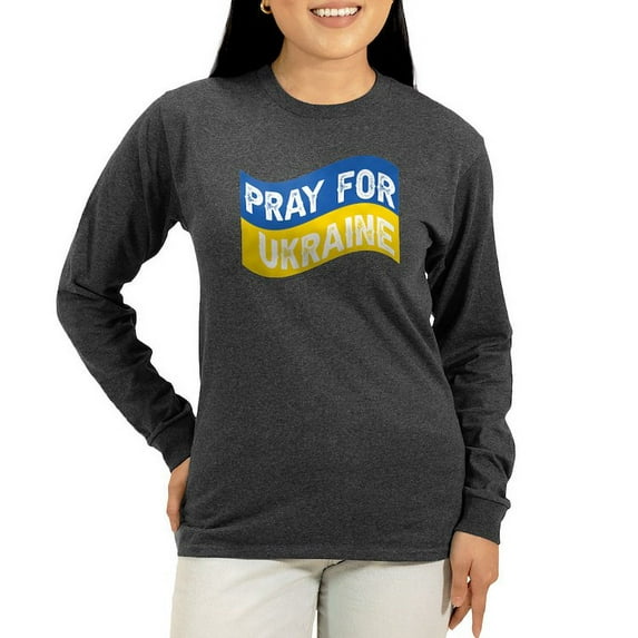 CafePress - Pray For Ukraine Long Sleeve T Shirt - Women's Long Sleeve Graphic Tee Casual Fit