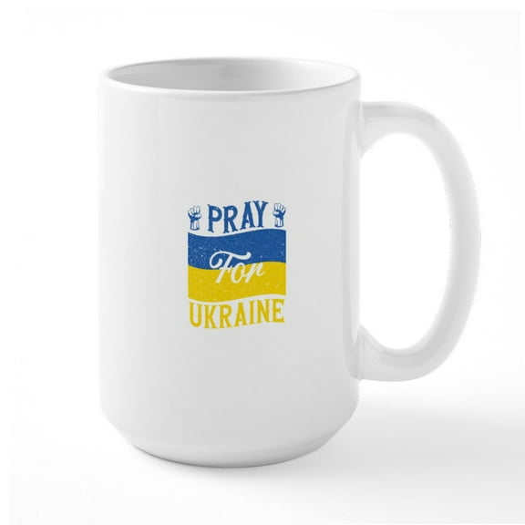 CafePress - Pray For Ukraine Mugs - 15 oz Ceramic Large White Novelty Mug