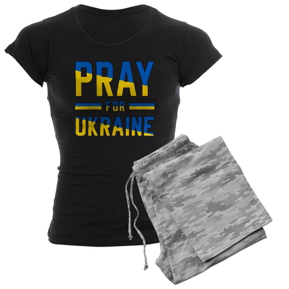CafePress - Pray For Ukraine Pajamas - Women's Short Sleeve Print T-Shirt and Pants Dark Cotton Pajama Set