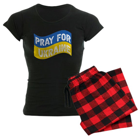 CafePress - Pray For Ukraine Pajamas - Women's Short Sleeve Print T-Shirt and Pants Dark Cotton Pajama Set