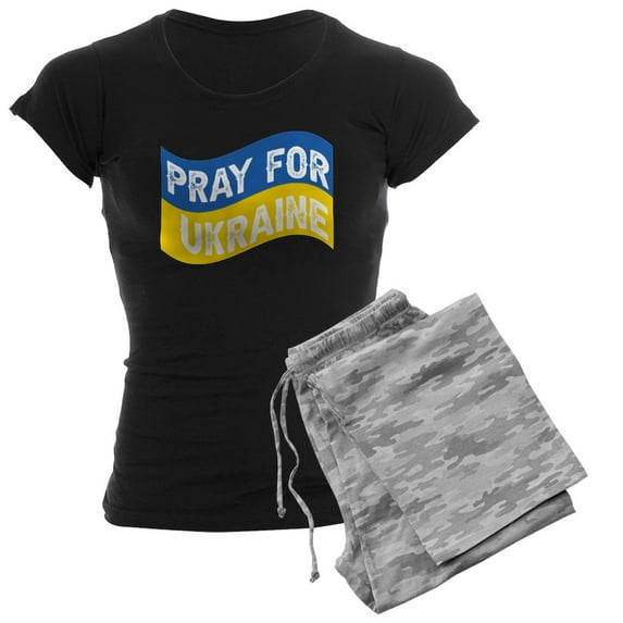 CafePress - Pray For Ukraine Pajamas - Women's Short Sleeve Print T-Shirt and Pants Dark Cotton Pajama Set