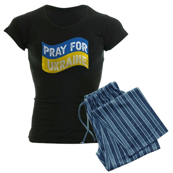 CafePress - Pray For Ukraine Pajamas - Women's Short Sleeve Print T-Shirt and Pants Dark Cotton Pajama Set