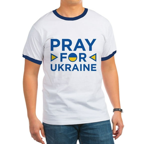 CafePress - Pray For Ukraine Ringer T - 100% Cotton Ringed T-Shirt