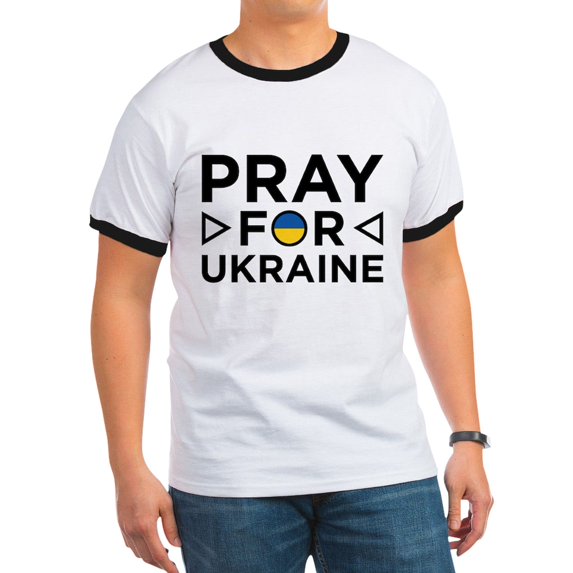 CafePress - Pray For Ukraine Ringer T - 100% Cotton Ringed T-Shirt