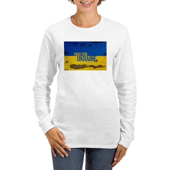 CafePress - Pray For Ukraine Sweatshirt, S Long Sleeve T Shirt - Women's Long Sleeve Graphic Casual T-Shirt