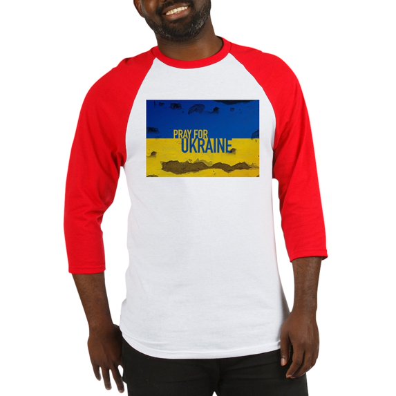 CafePress - Pray For Ukraine Sweatshirt, Stand Baseball Jersey - Cotton Baseball Jersey, 3/4 Raglan Sleeve Shirt