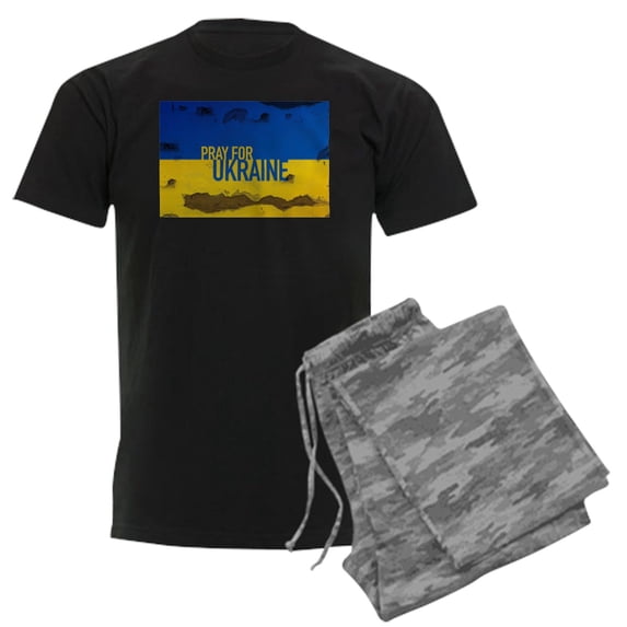CafePress - Pray For Ukraine Sweatshirt, Stand With Uk Pajamas - Men's Dark Loose Fit Cotton Pajama Set